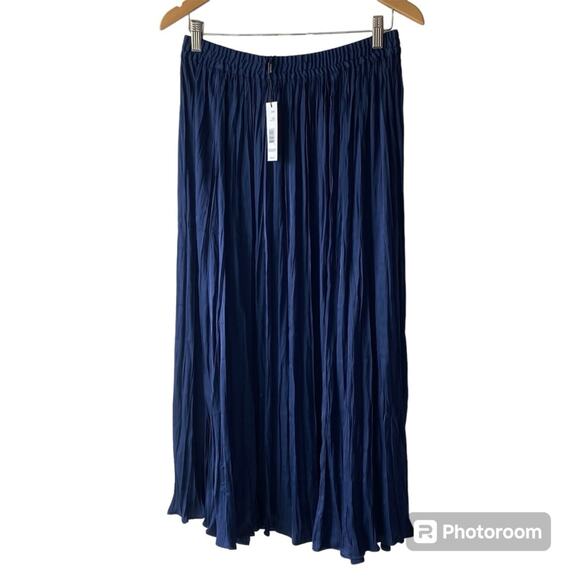 NWT Tahari Pleated Accordion Crinkle Flowy Maxi Skirt Sapphire Blue Size M - Picture 1 of 8